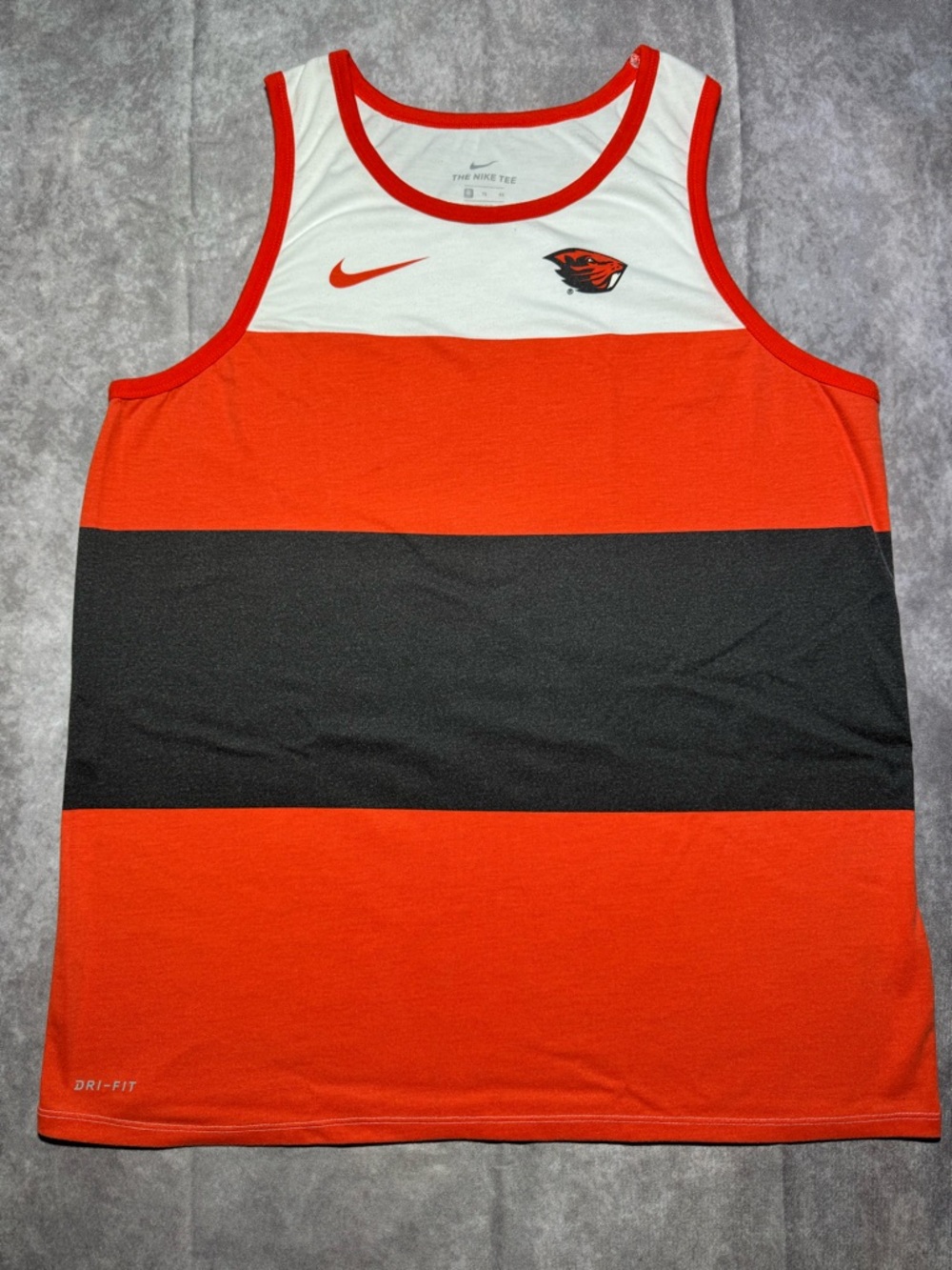 Nike Men’s Oregon State Beavers Orange/White Striped Dri-FIT Tank Top